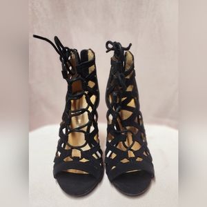 Black Suede Lace Heel